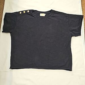- Nation LTD Cropped Boxy Fit Oversized T Shirt-Short Sleeve-Gray-Small